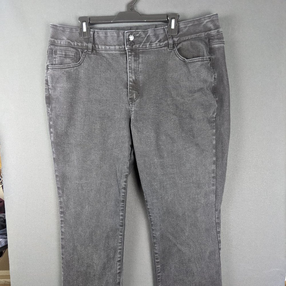 Lane Bryant Jeans Women 20 High Rise Bootcut Black Denim Fade Flex Retro Grunge
